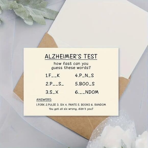 Humorous Alzheimer's Test Birthday Card, 1pc - Picture 5 of 6
